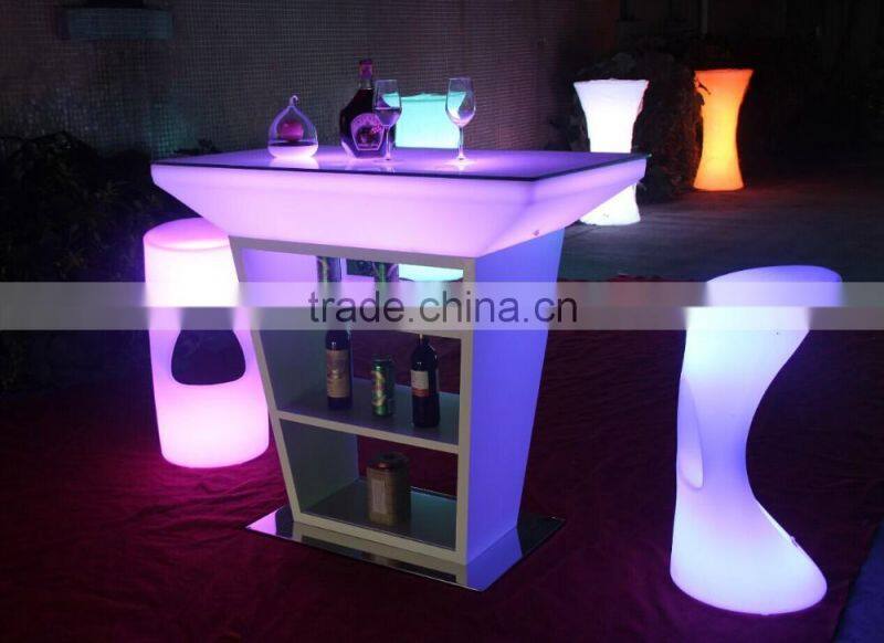 led illuminated home bar counter with stainless steel shelf