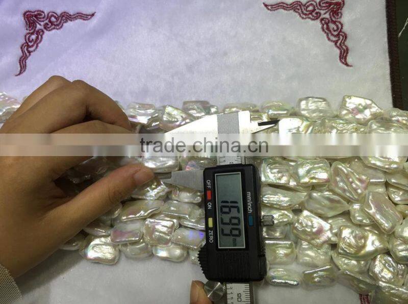 AA 16-17mm White Similar Oblong Baroque Freshwater pearl strand