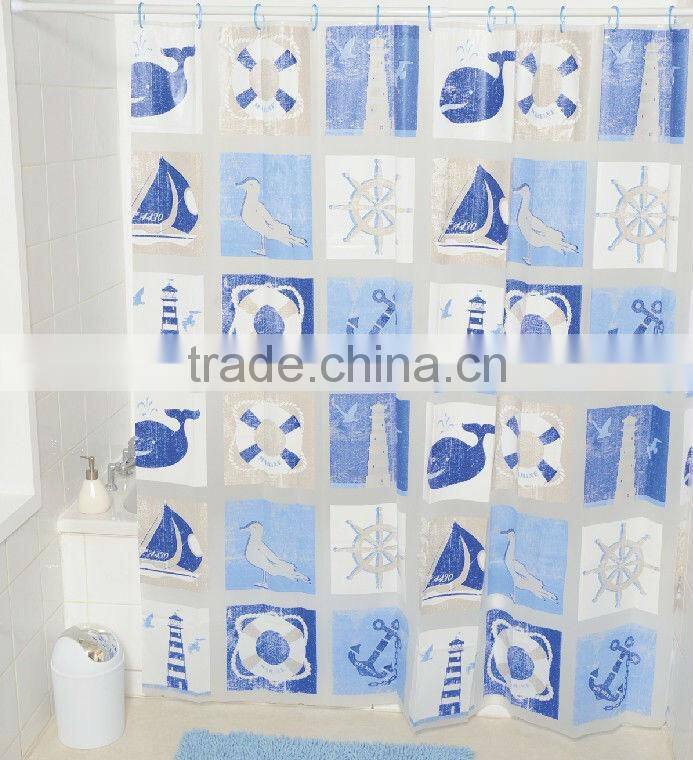 Printed EVA shower curtain and bath accessory