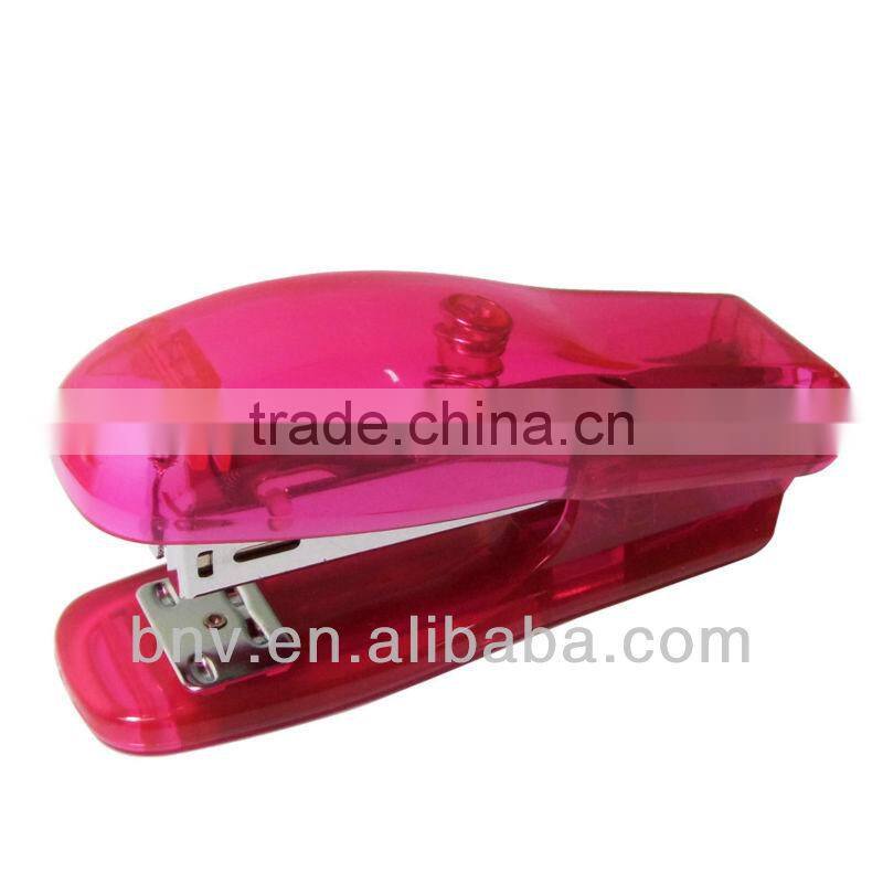 2015 Hot selling transparent standard desktop plastic clear stapler promotional stapler
