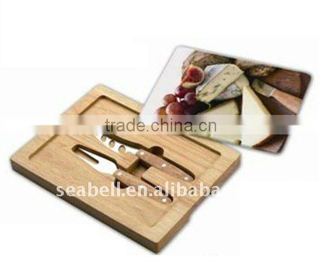 2pcs wood and stainless steel cheese knife