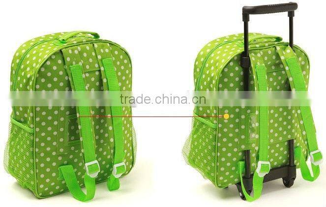 600D polyester kids school bag with wheels