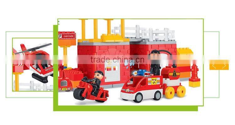 DIY fire station set plastic building blocks for kids