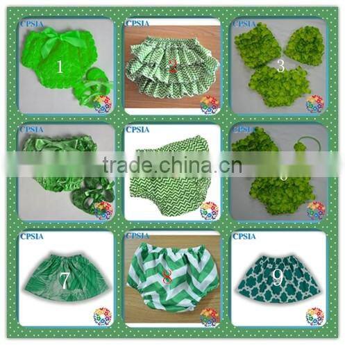 St. Patrick's Day Item chevron green white Baby crib shoes With shabby Flower Crystal