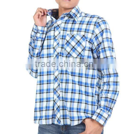 Cotton flannel shirt for man brushed flannel checks shirts