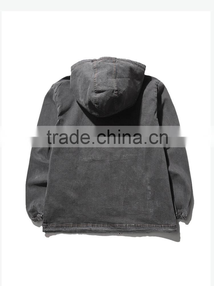 denim high quality pullover design your own 100% cotton oversized muscle fit plain black hoodie men customize string