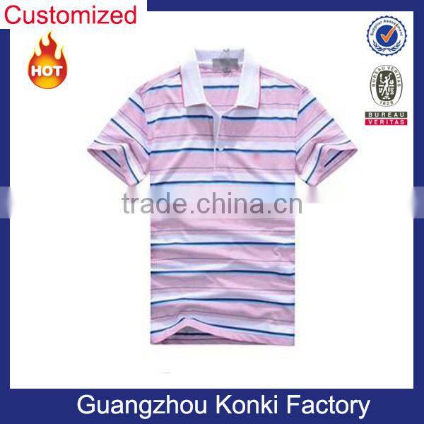 100% cotton men's clothing, strip polo shirt