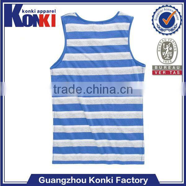 plus size stripe light blue mens tank tops in bulk with pocket