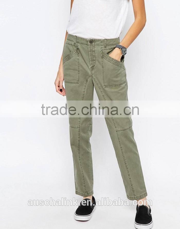 2016 Autumn high quality ladies khaki casual trousers