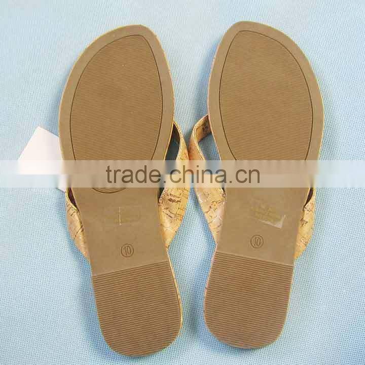 Stock beach slippers ladies PU leather slippers closeout wholesaler 140714d