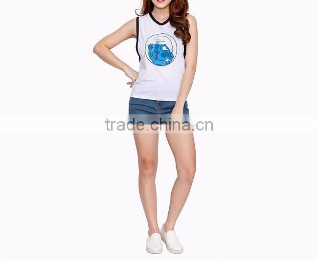 New fashion of tank top, customize printing of women tank top, 100% cotton