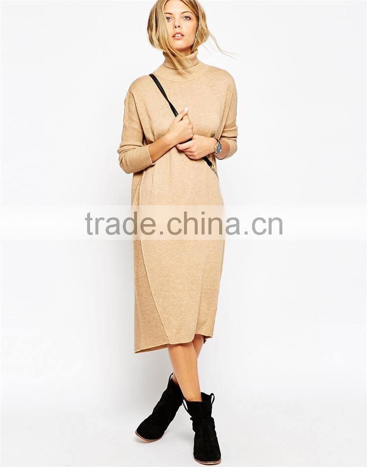 Ladies autumn midi jumper dress with roll neck ladies' long dress