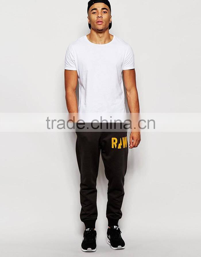 Custom soft sweat pants grount tapered fit cuffed in raven for man