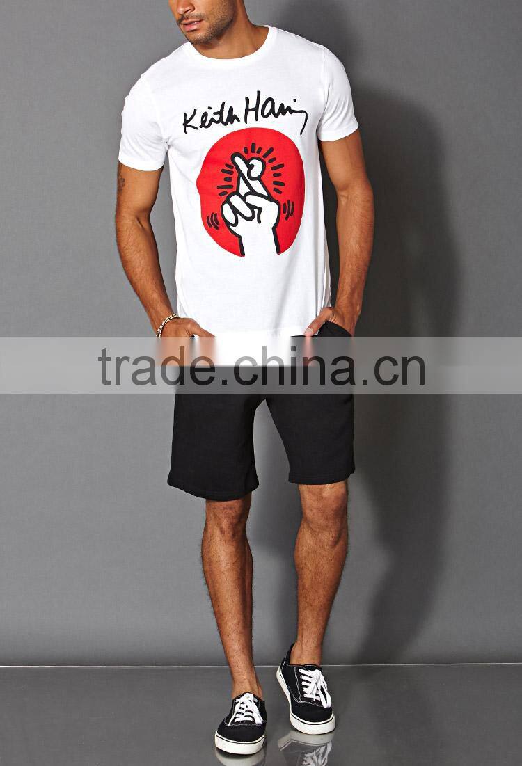 mens custom keith haring cross finger printed tshirts