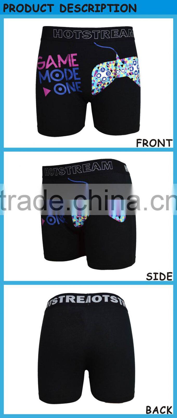 Plastisol Printed Sexy Men Spandex Cotton Unerwear Boxer