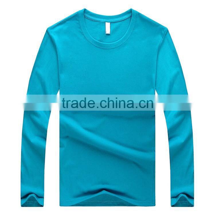 Bulk 100 cotton round neck custom plain mens long sleeve t shirt