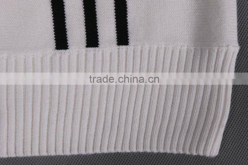 White Knitted Vertical Stripes Sweater 2015 Men