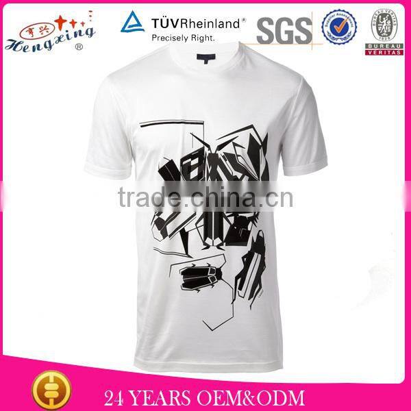 2015 fashion collar pocket men 95% cotton 5% elastane white t-shirt