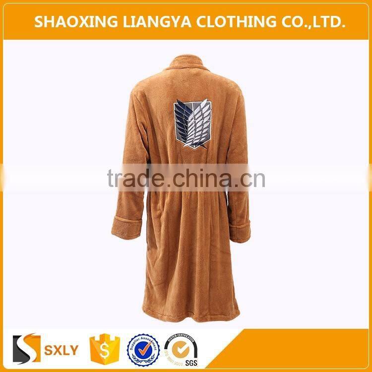 wholesale soft hooded adult sleep robe and fleece pajama