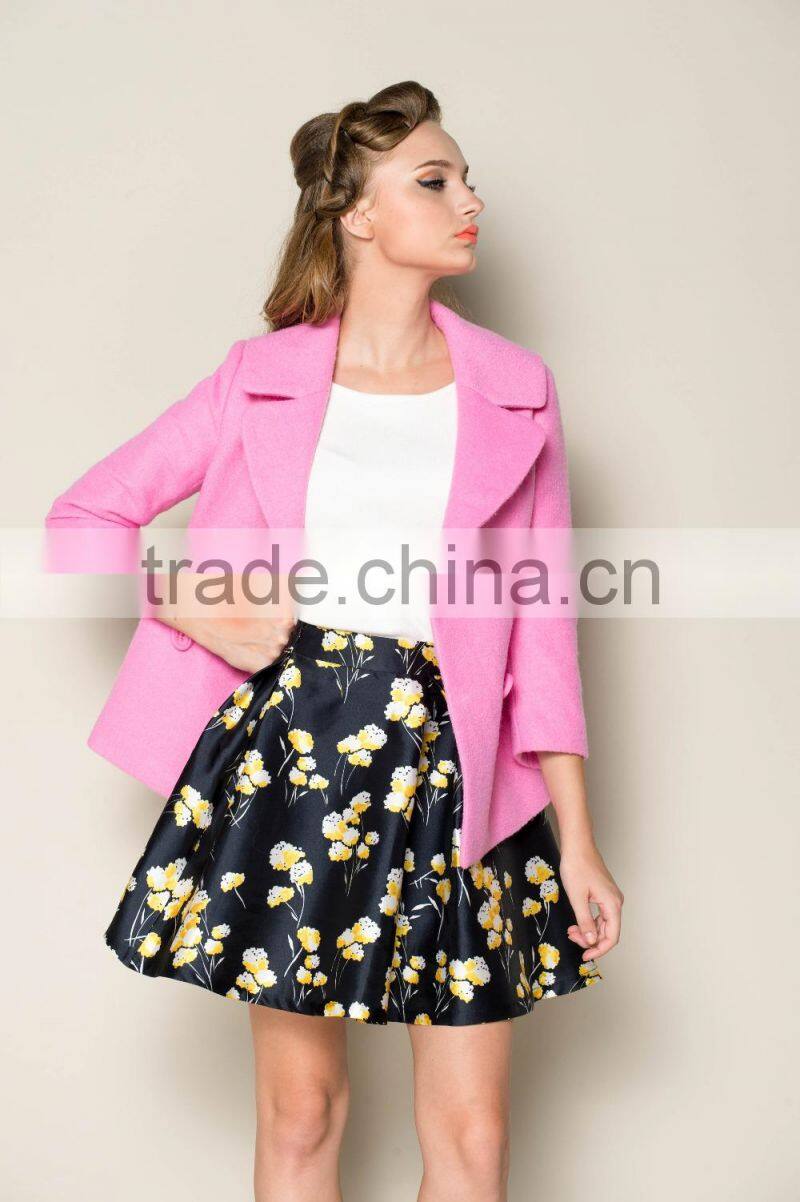 latest formal office style fashionable short women coats wool 2015