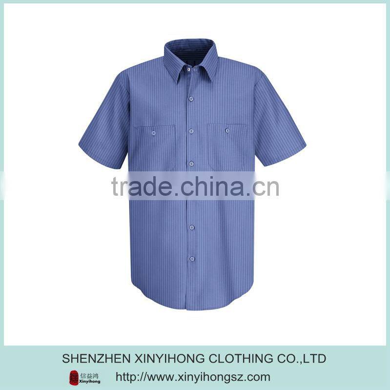 Vertical Stripe Double Pockets Fomal Business Fashion Shirts For Man