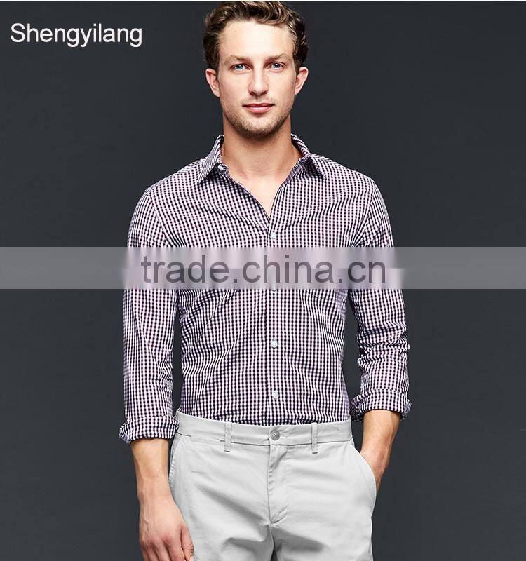 Wholesale high quality man fashion plaid shirt guangzhou manufacturer
