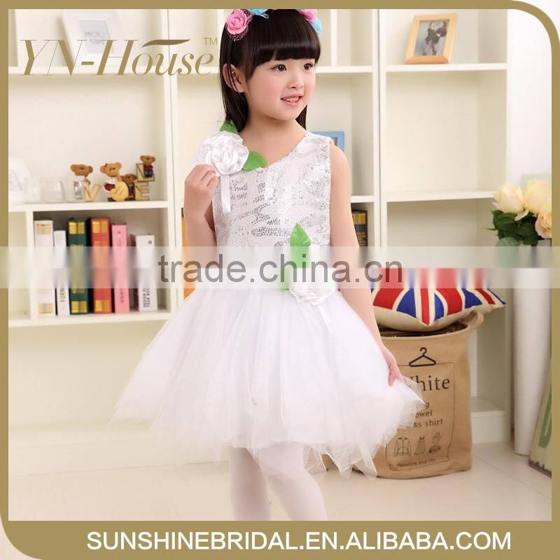 the most beautiful sleeveless appliqued short front & long back flower girl dress