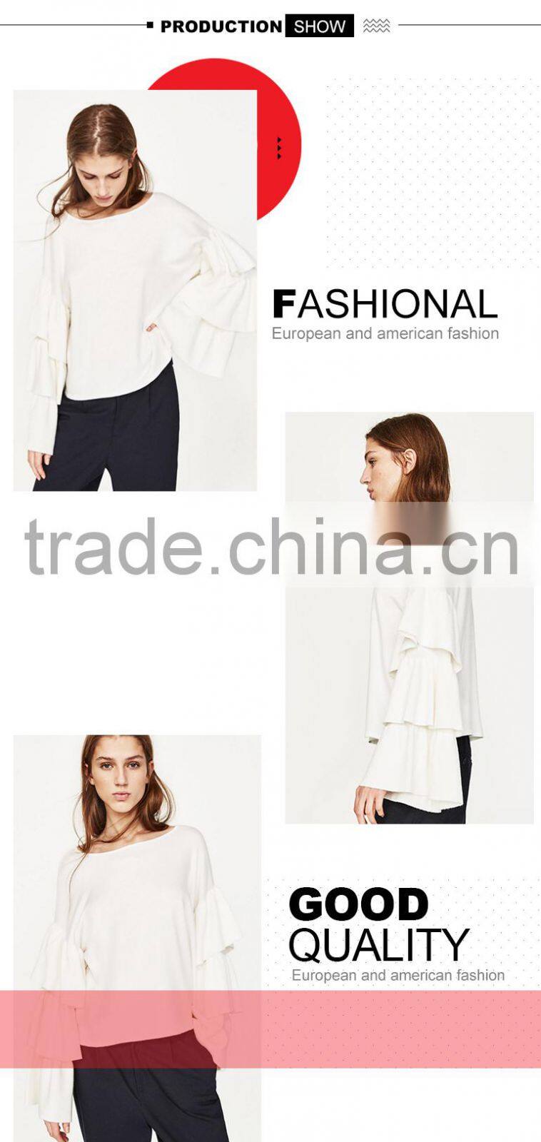 OEM fctory ladies fancy cotton loose knitting organic cotton sweater for wholesale