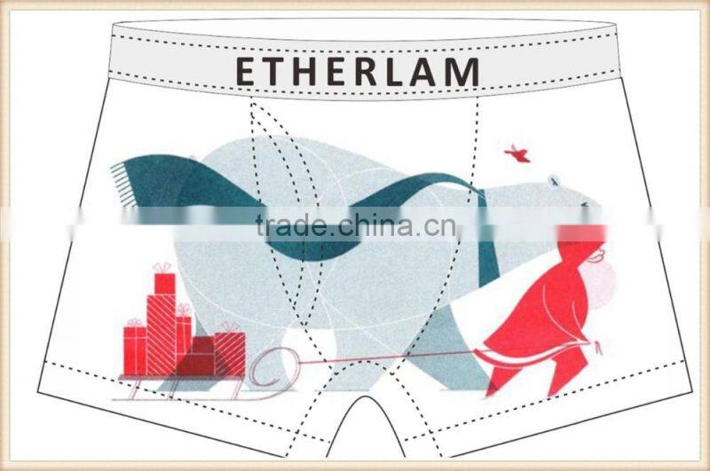 Christmas 88% Polyester 12%Elastic Waist FULL SUPPORT boxer shorts, athletic-cut, men underwear men's boxer