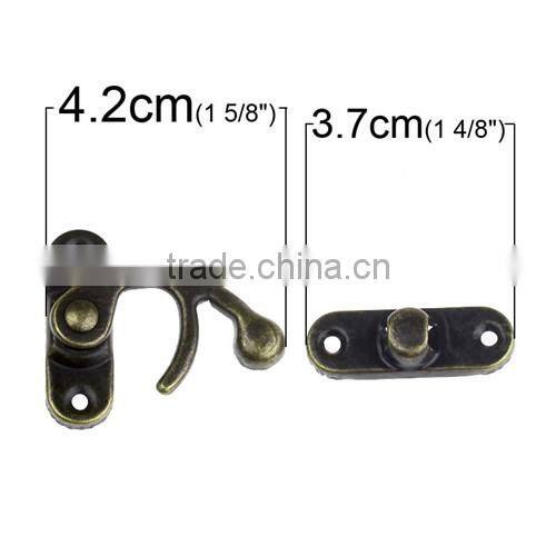 Antique Bronze 4 Holes Metal Hook Box Latches Clasp For Box Lock Purse Lock