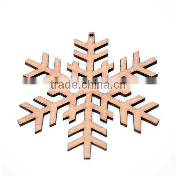 Rustic Snowflake Christmas Tree Decorations Laser Cut From Natural wooden