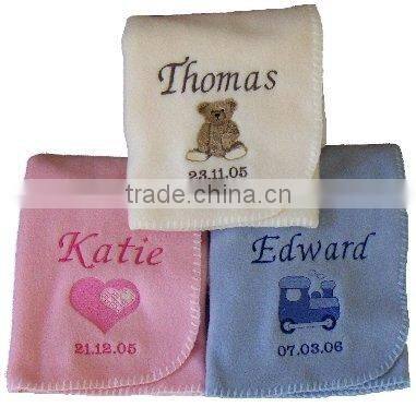 100% polyester satin baby blanket with applique embroidery