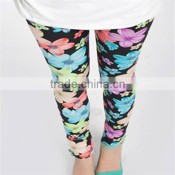 Sketch flower doodle pattern leggings ladies printed leggings