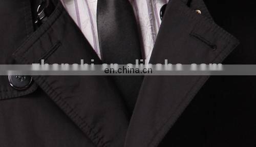 double-breasted winter black long coat mens spring windbreaker