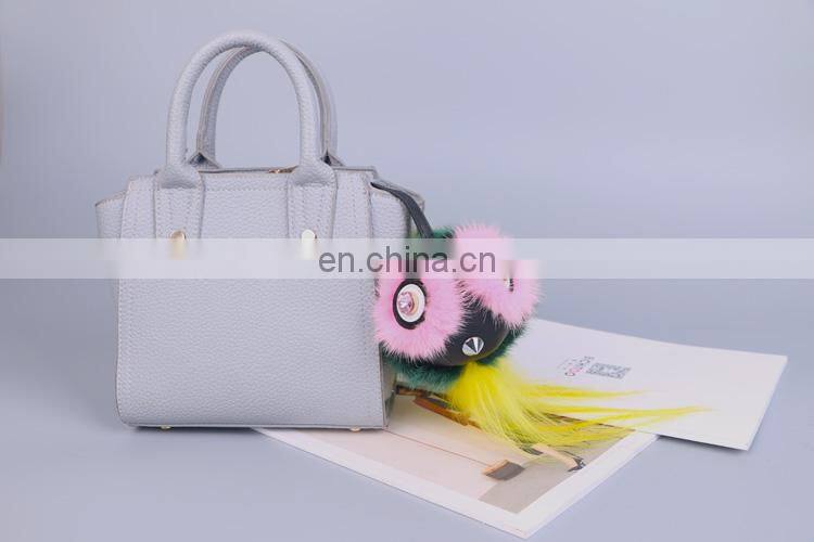 Fashionable High Quality Bag Charm Owl Keychains Luxury Car Keychains Pendant of Mink Fur