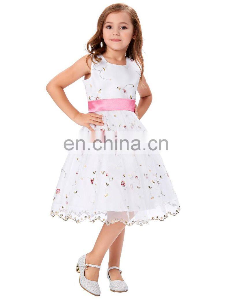 Grace Karin Cute Sleeveless White Lace Girl Party Wear Western Dress CL007553-1