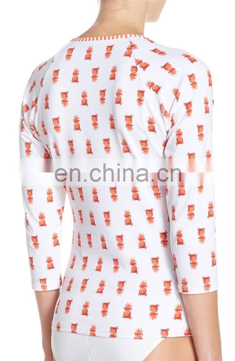 custom made sublimated long sleeve upf 50 women spandex lycra rash guard