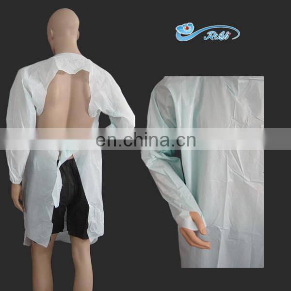 nonwoven CPE disposable surgical/nurse gown uniform with elastic/ties