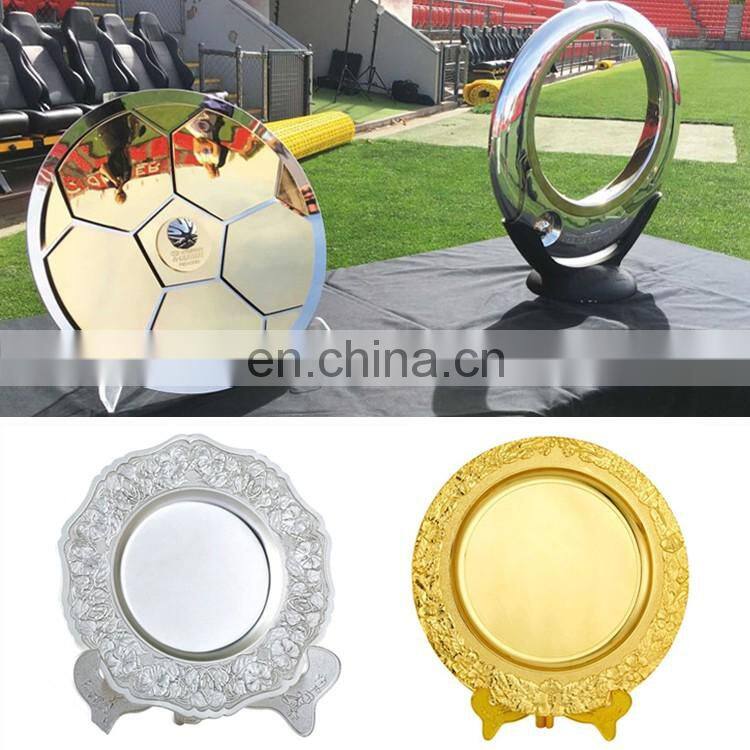 Custom Decoration engraved carving zinc alloy antique bronze 3d round metal award commemorative souvenir plate
