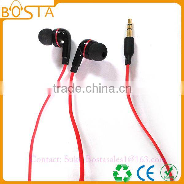 Fashionable China wholesale comfortable stereo computer flat cable earphones earbuds