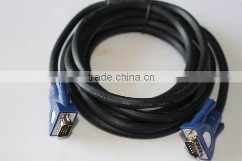 Color Blue VGA to VGA cable used for computer