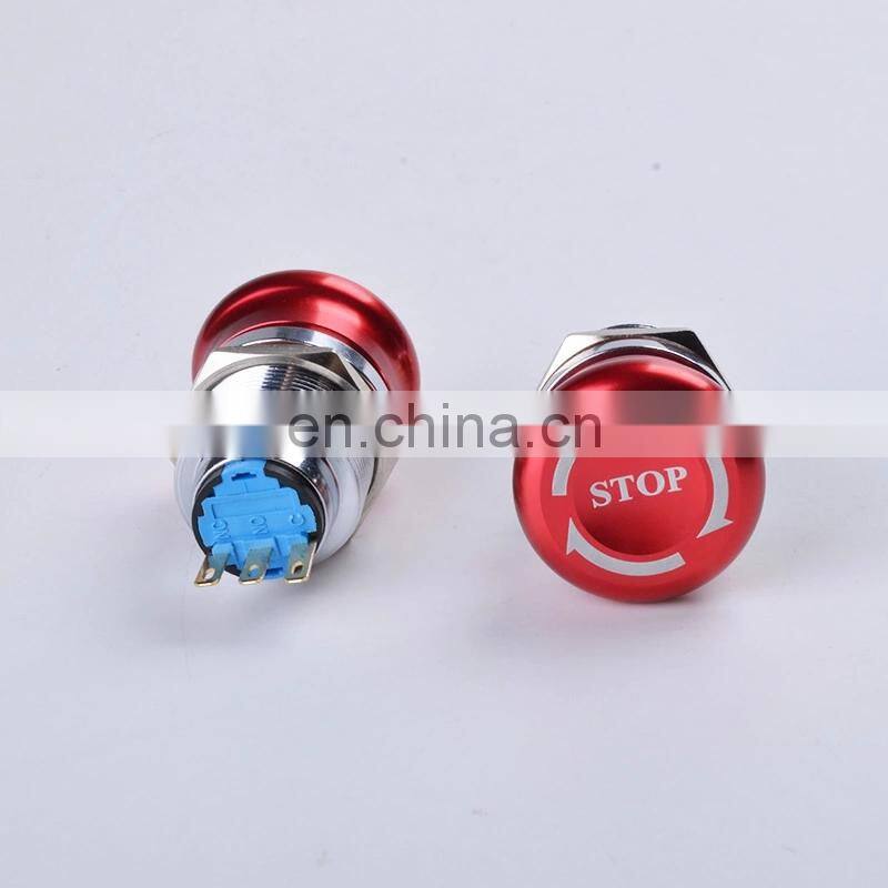 22mm Emergency Stop Button Switch 1NO 1NC Waterproof Stainless Steel Mushroom Metal Aluminum Latching Button Switch