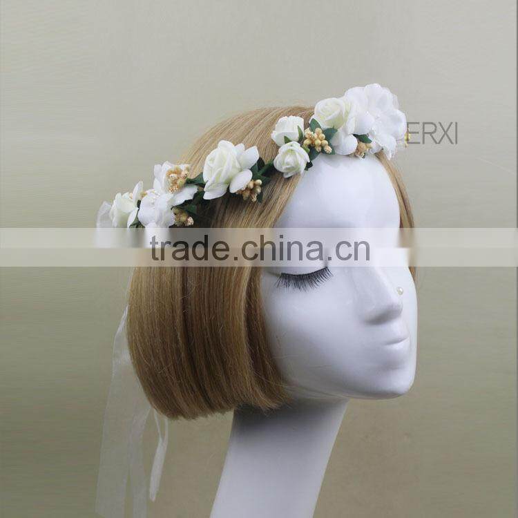 Wholesale Alibaba Hair Wedding Bridal Deisign Flower Wreath Garland Set Hair Accessaries