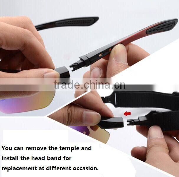 Interchangeable 5 lens professional polarized cycling sunglasses uv400