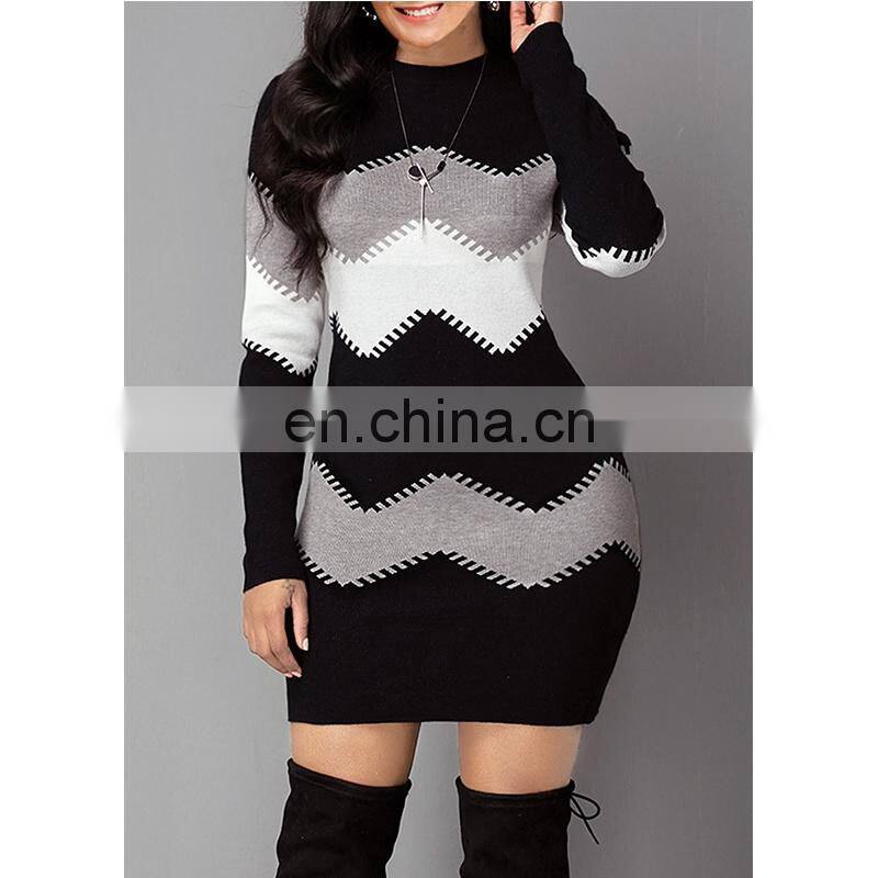 Wholesale custom-made women's Spring and autumn long-sleeved long-necked sweater pullover dress