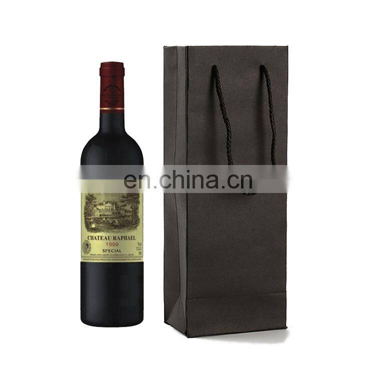 Wholesale High End Colorful Kraft Paper Shopping Gift bag Liquor Packaging Recyclable Twisted Nylon Handle Bag for Wine