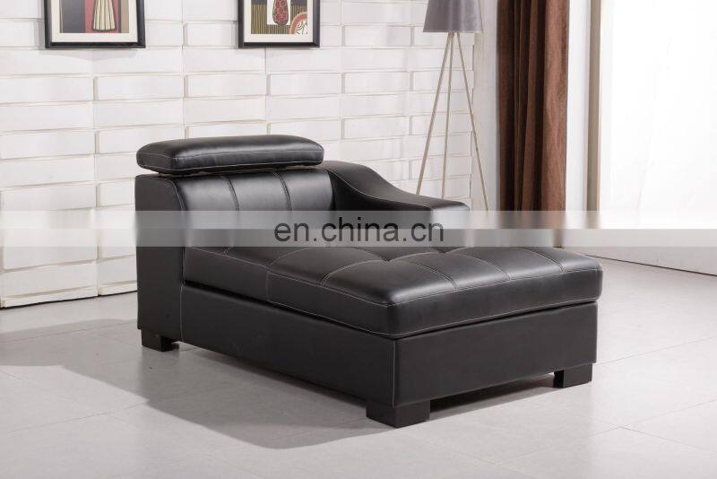 Modern small house Luxury Black genuine leather single seat sofa bed
