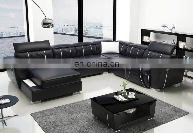 American Multi-functional living room leather sofas Sectional Sofa with LED light