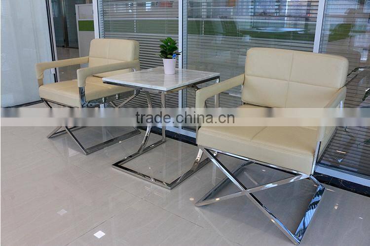 Cheap modern metal frame leather office reception table