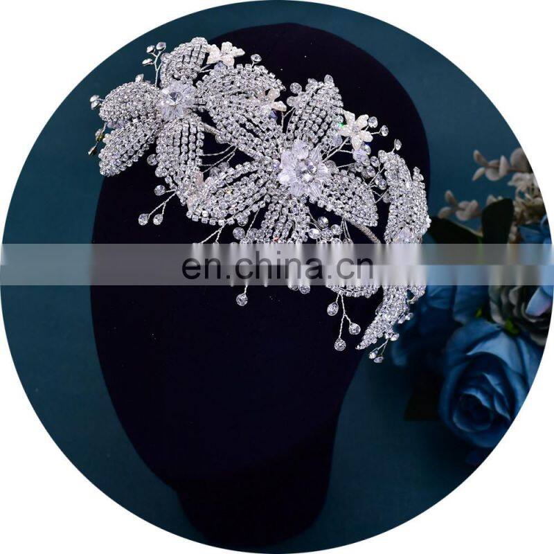Flower Bridal Crown Tiara Rhinestone Wedding Hair Jewelry Bridal Hair Accessories Luxury Crystal Bridal Headwear